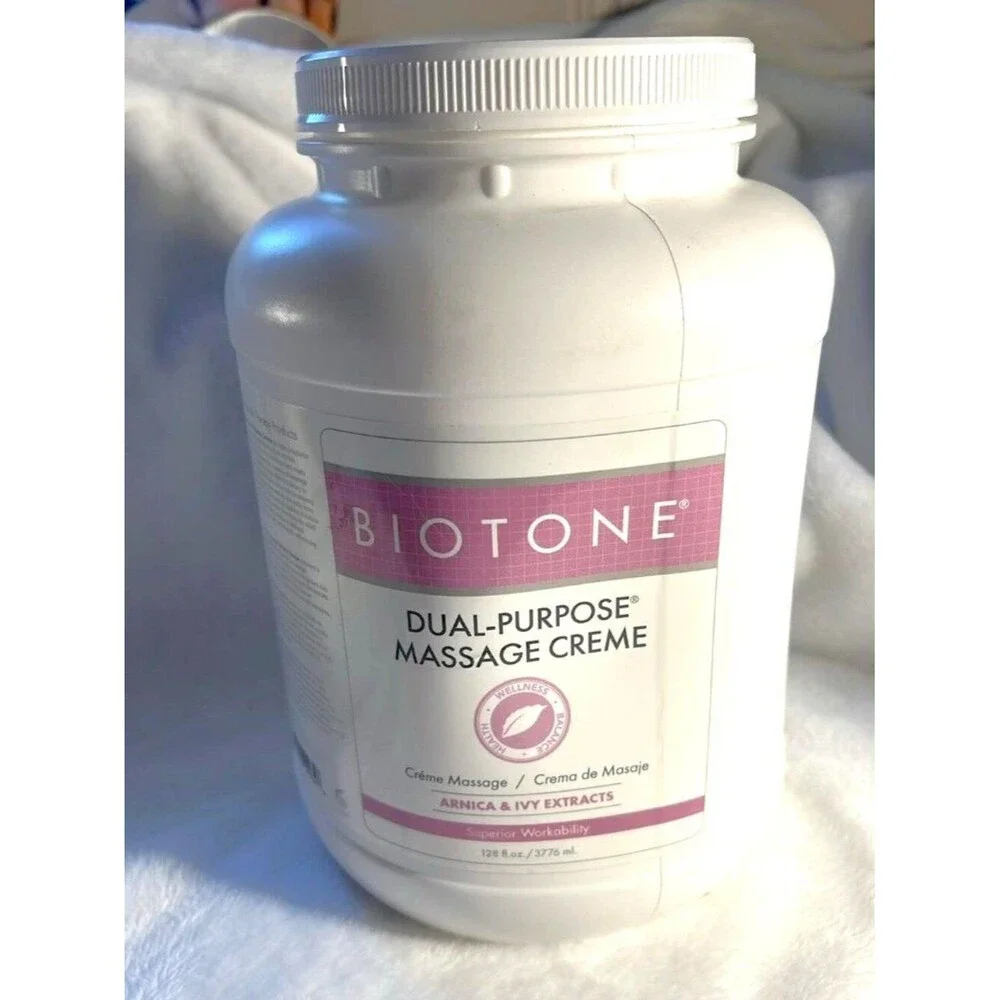 Biotone Dual‑Purpose Massage Creme 128 oz – Arnica & Ivy Extracts – New